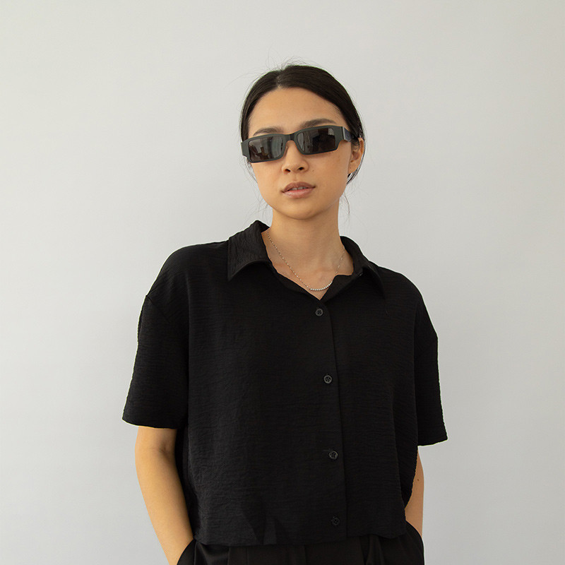 Tristan Cropped Blouse Black