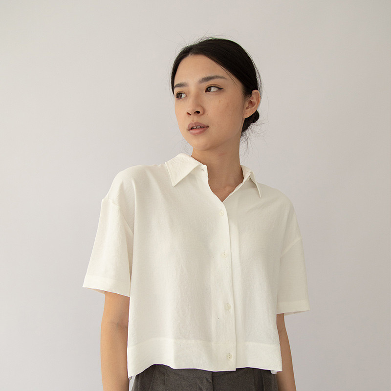 Tristan Cropped Blouse White