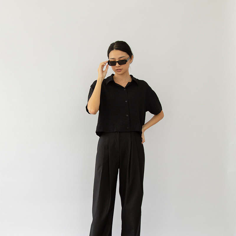 Tristan Cropped Blouse Black