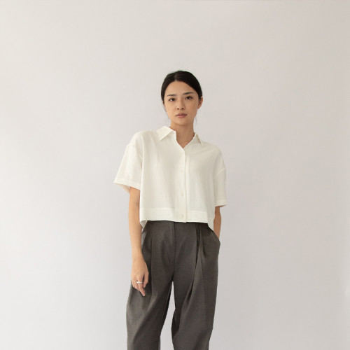 Tristan Cropped Blouse White